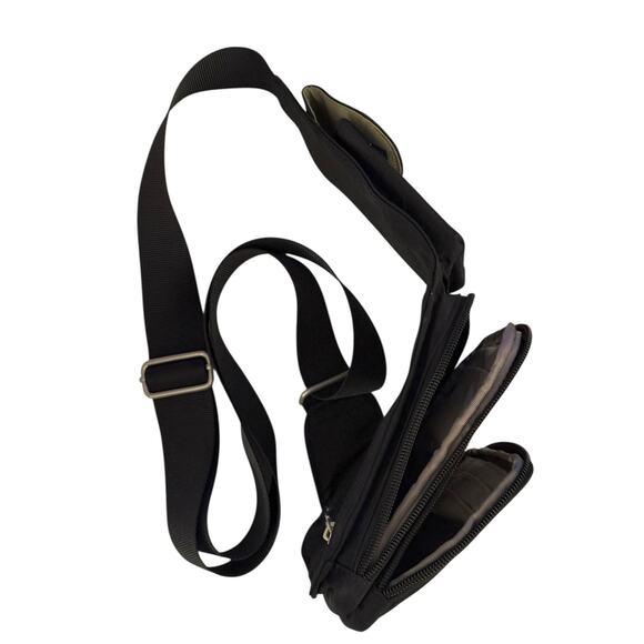 Baggallini Uptown Hudson Black Nylon Sling Crossbody Bag Adjustable Strap - Picture 4 of 11